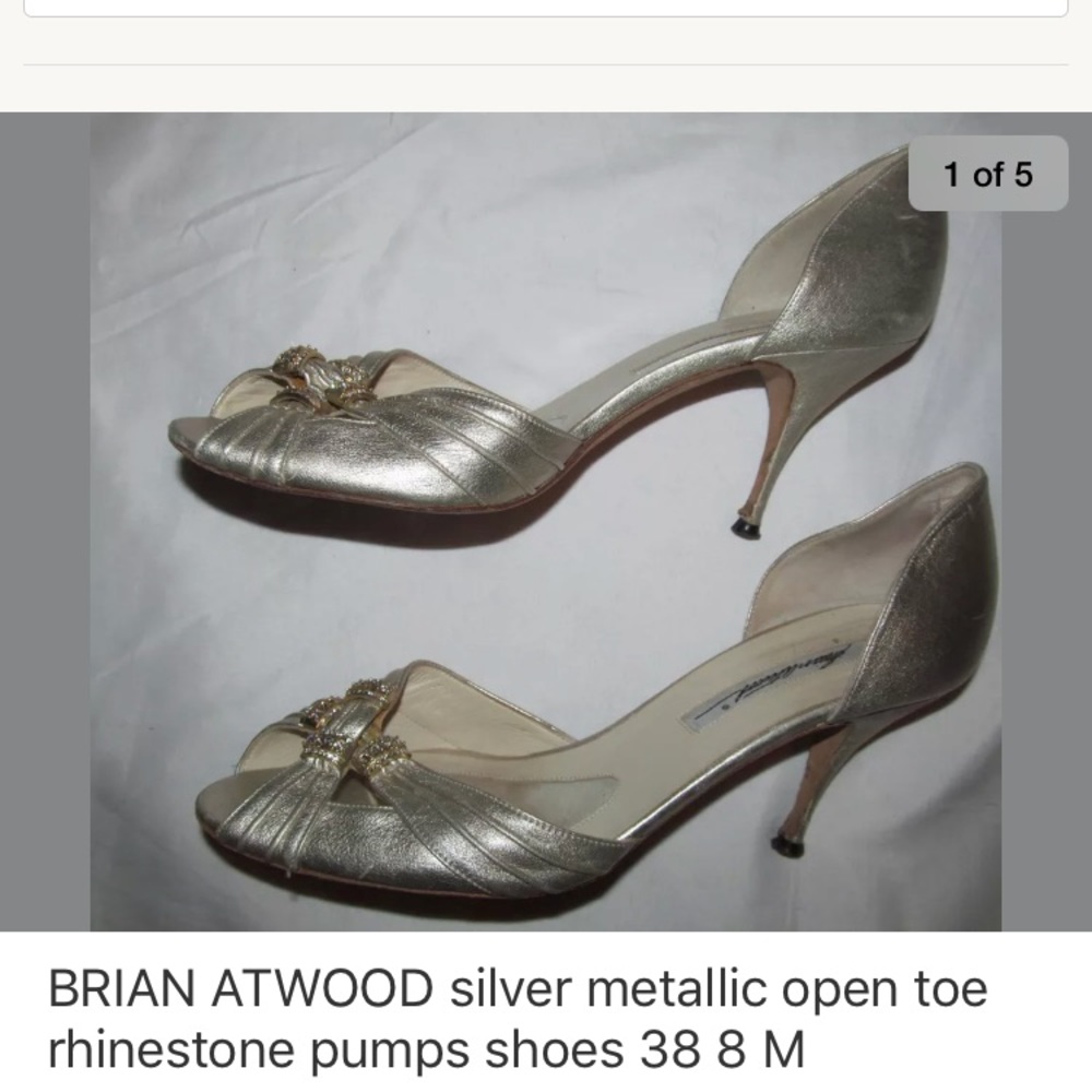 ATWOOD rhinestone silver open toe evening shoes 8